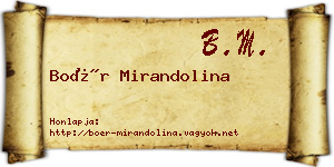 Boér Mirandolina névjegykártya